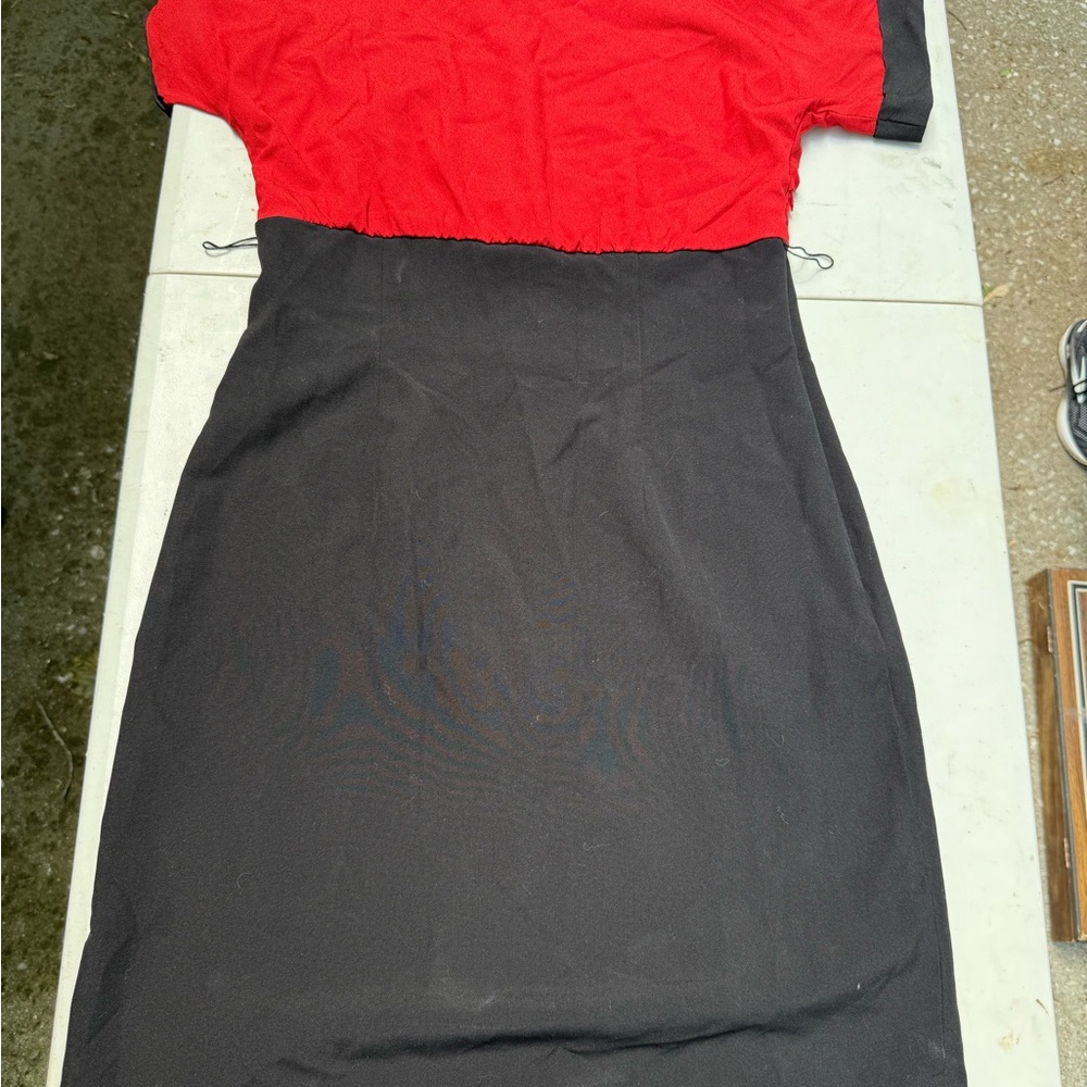 Maurices Red and Black Knee-Length Pencil Dress